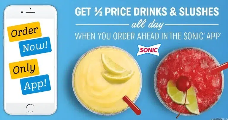 Sonic All Day Drinks and Slushes At Half-Price